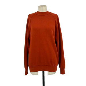Les‎ Tien Burnt Orange Mock Neck Long Sleeve Cotton Sweatshirt Size XS